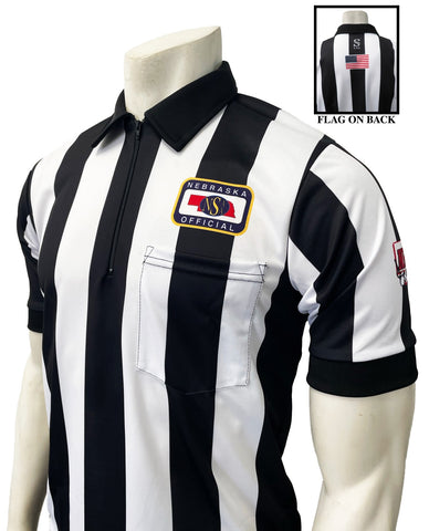 USA137NE-NHS-607 - Nebraska 2 1/4" Stripe "BODY FLEX" Football Short Sleeve Shirt