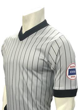 USA205KS - Kansas Grey w/Pinstripe - Men's Short Sleeve Wrestling Shirt (Optional Flag)