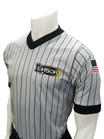 USA205LA-607 - Louisiana Grey w/Pinstripe - Men's "BODY FLEX" Short Sleeve Wrestling Shirt