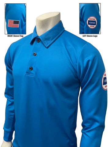 USA401KS BB - Kansas Bright Blue Men's Long Sleeve Volleyball Shirt (Flag Optional)