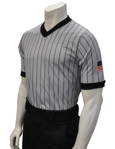 USA205 - Smitty Grey with Pinstripe - Men's Short Sleeve Basketball/Wrestling Shirt