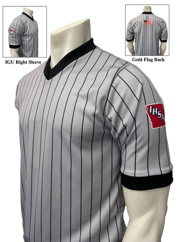 USA205IA-Dual - Iowa/Iowa Girls - Grey w/Pinstripe Basketball/Wrestling Short Sleeve Shirt