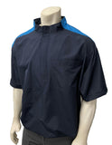 BBS342 - Smitty Softball "NCAA" Style - Lightweight Convertible Jacket - Midnight Navy with Bright Blue Collar, Shoulder and Back Accent