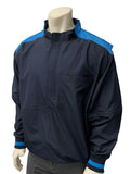 BBS342 - Smitty Softball "NCAA" Style - Lightweight Convertible Jacket - Midnight Navy with Bright Blue Collar, Shoulder and Back Accent