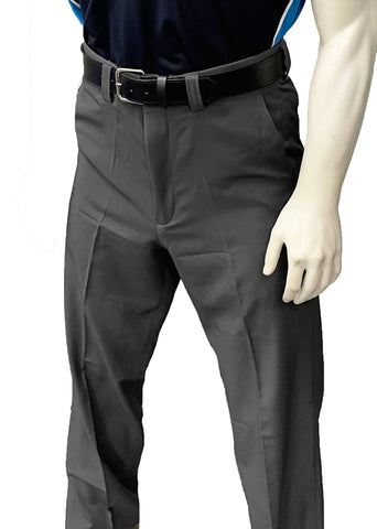 BBS358DG - Smitty Men's "Expander Waistband" 4-Way Stretch Flat Front Plate Pants - Dark Grey
