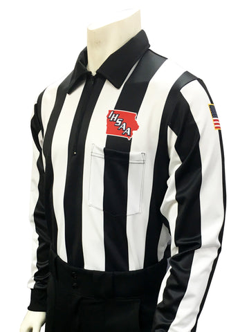USA730IA-Dye Sub Iowa Football Foul Weather Water Resistant Long Sleeve Shirt 2.25inch Stripe